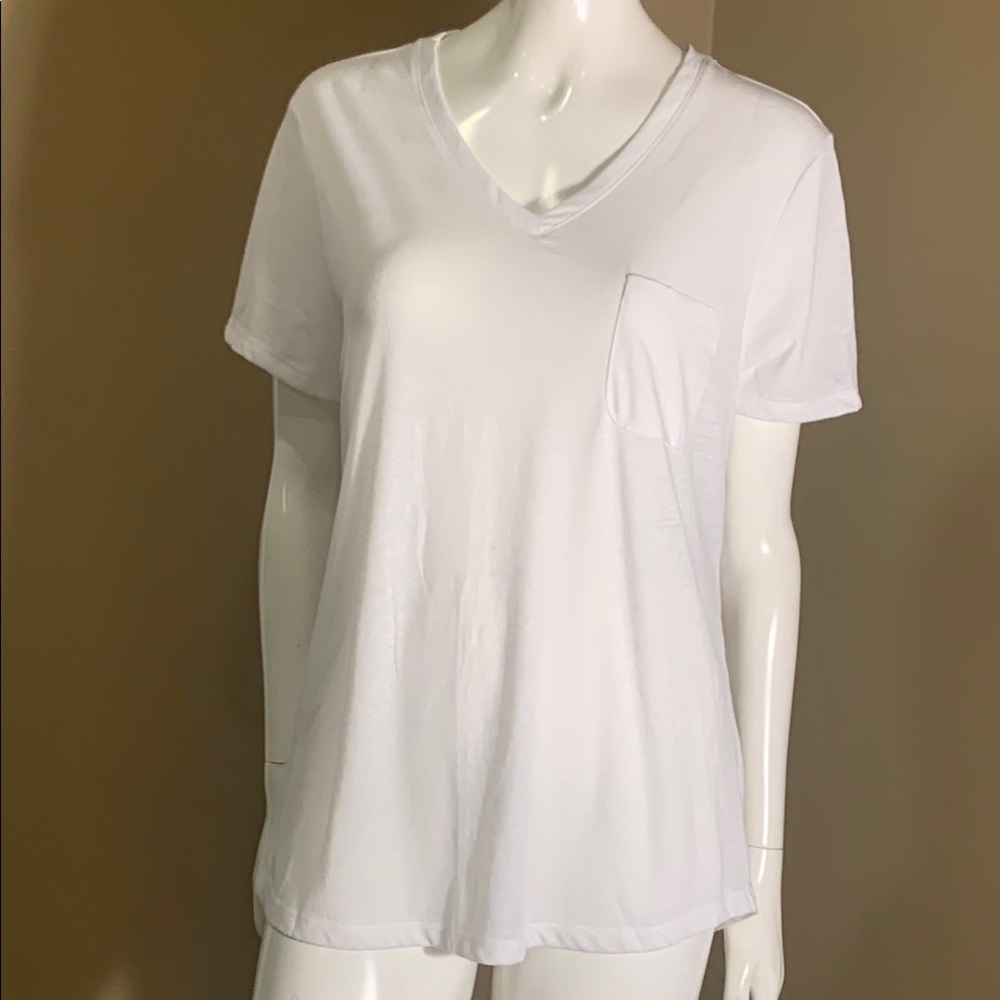 Faded Glory Classic White V-Neck Women's Top Size XL